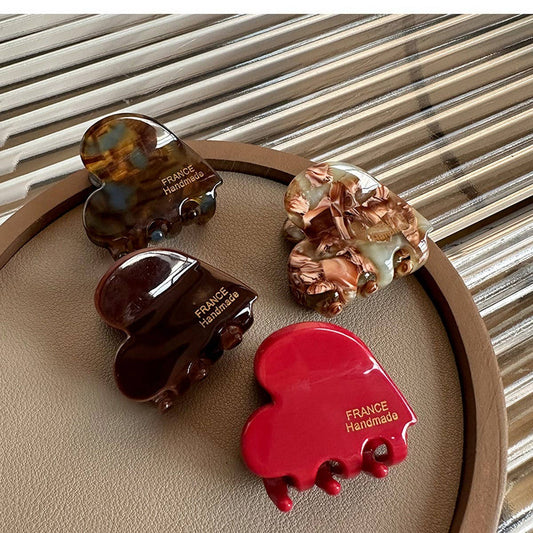 Mini Heart Acetate Hair Claw - French Chic Clip