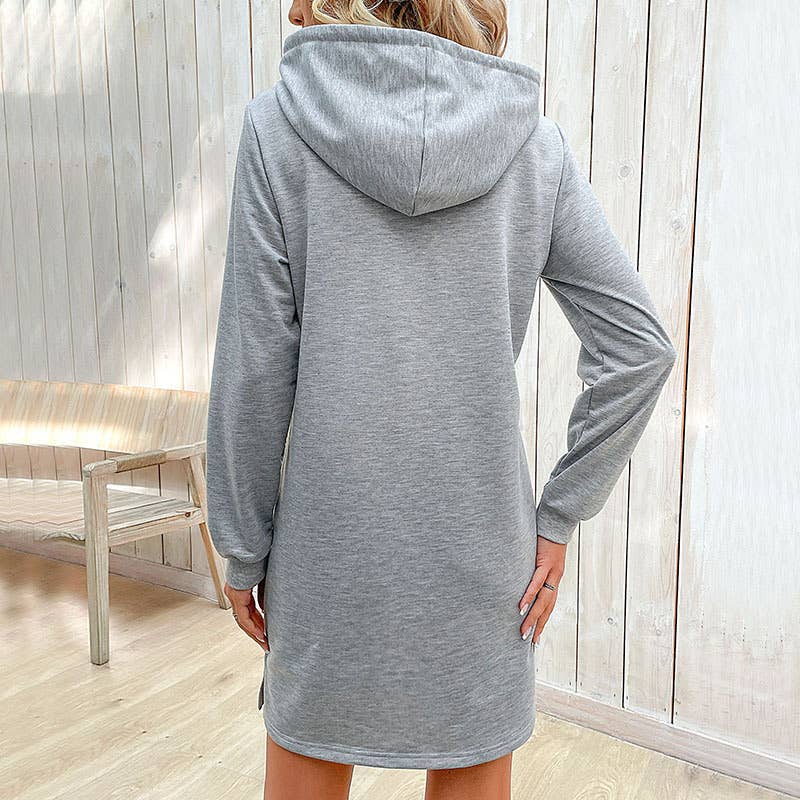 STRIPED PATCHWORK FASHION CASUAL HOODIE DRESS