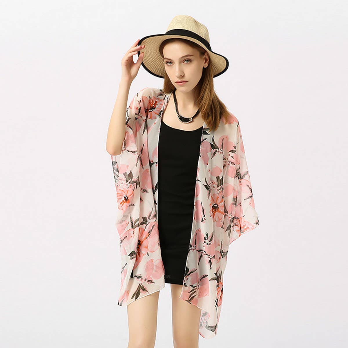 LEMON PRINT OPEN FRONT KIMONO CARDIGAN FOR SUMMER