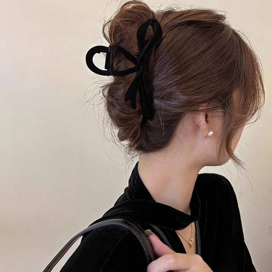 Velvet Bow Hair Clip Red Claw for Elegant Updos