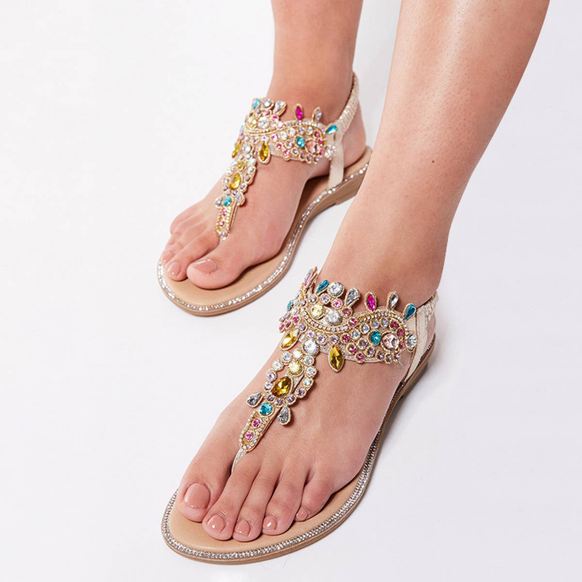 NEW COLOR DIAMOND BEACH ROUND TOE FLAT SHOES