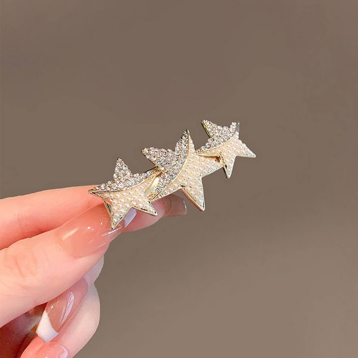 STARFISH FIVE-POINTED STAR PEARL DUCKBILL HAIRPIN_CWAHA4660