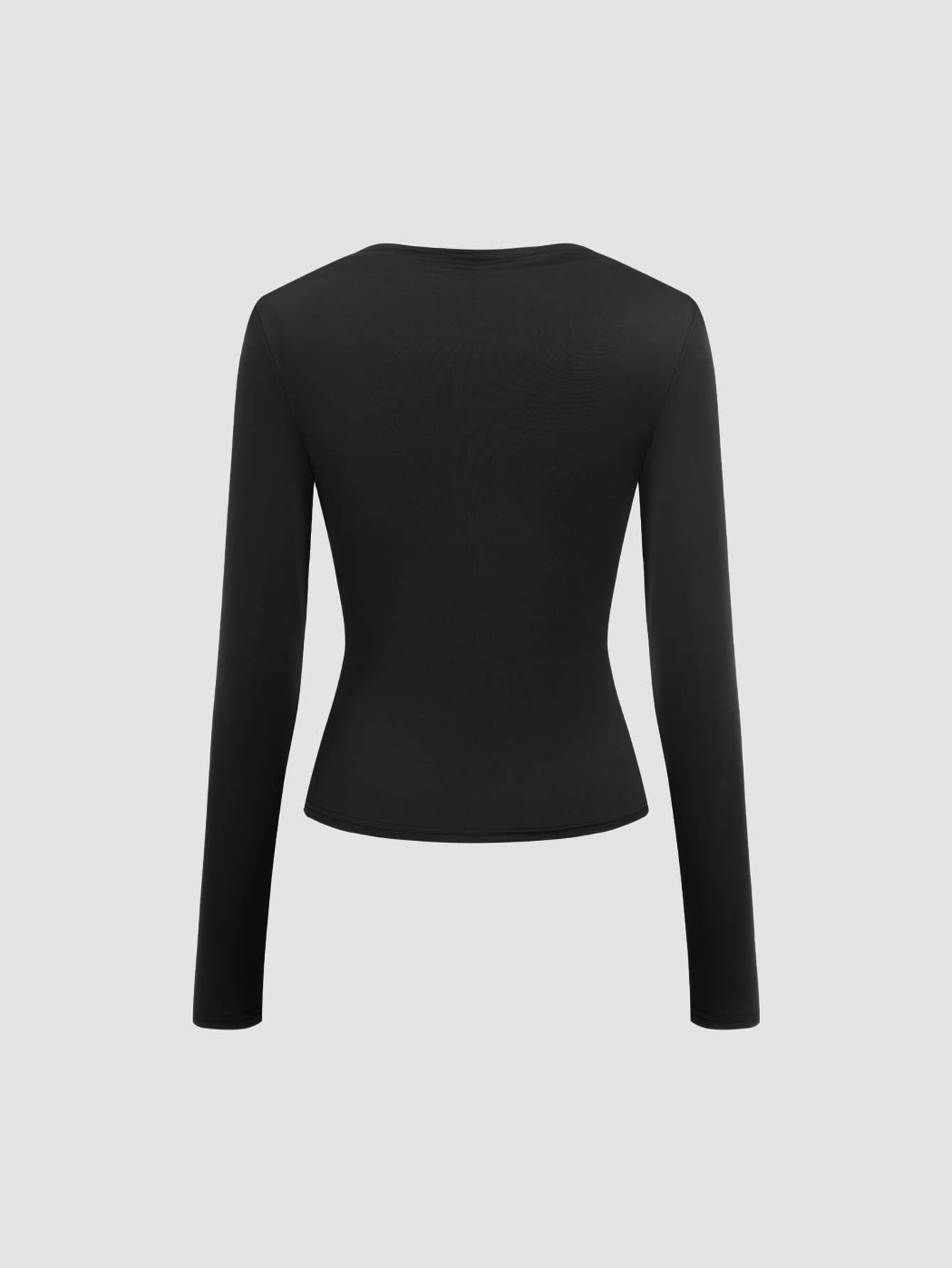 SLIM SLIM DESIGN SOLID COLOR LONG SLEEVE TOP