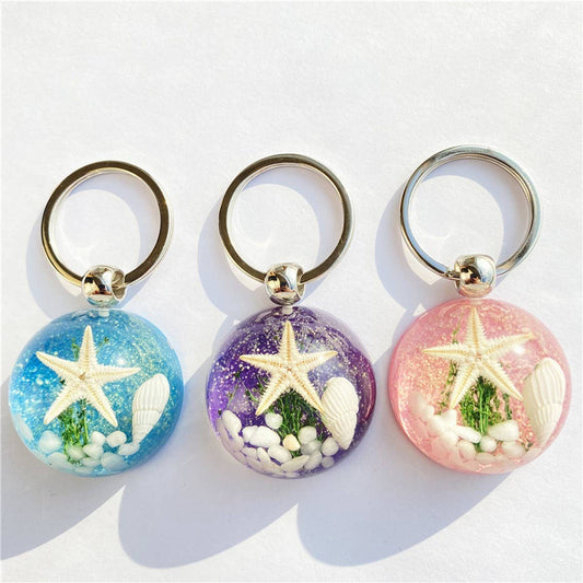 NEW CARTOON STARFISH AMBER KEYCHAIN PENDANT