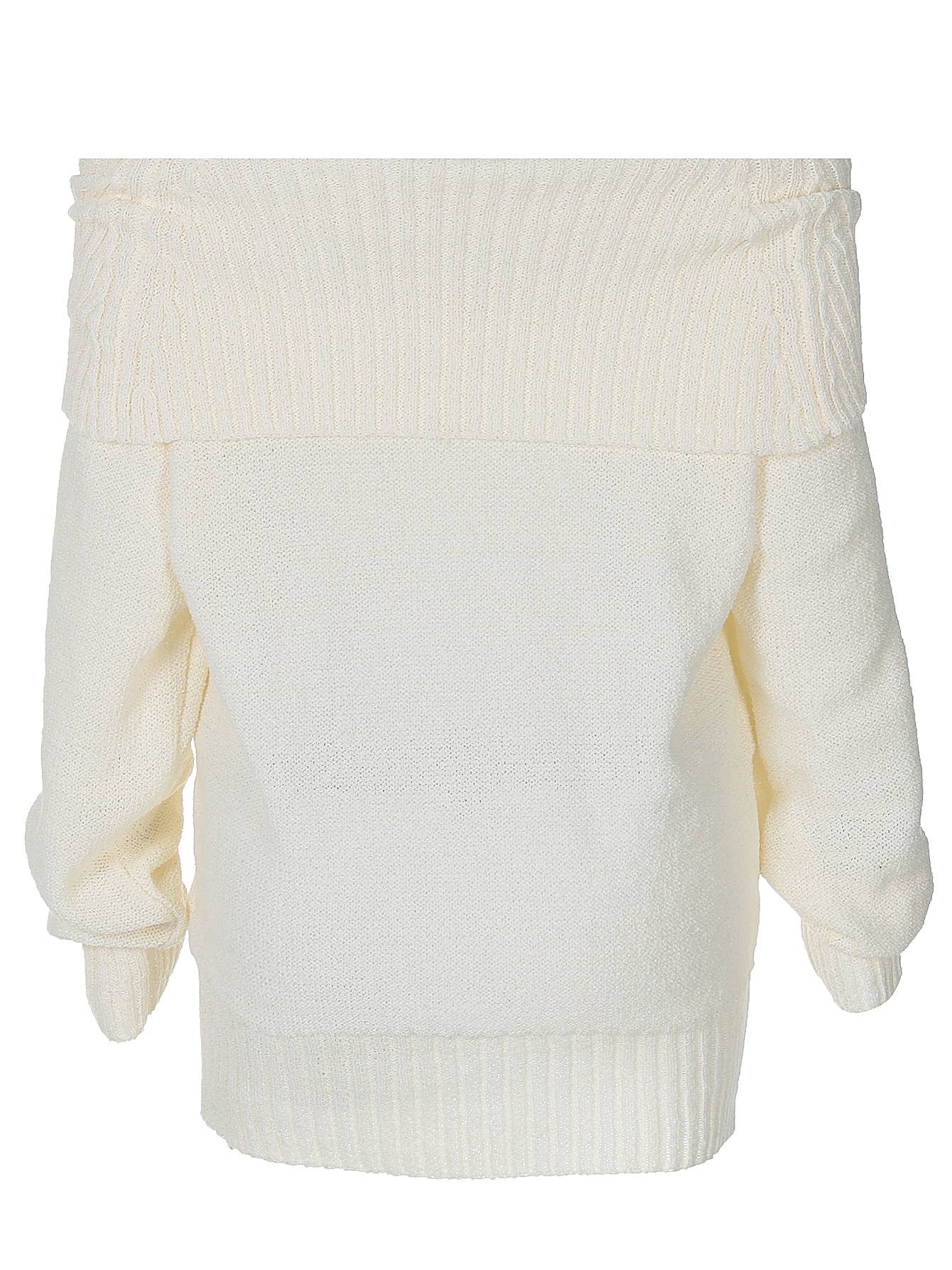 SLOUCHY OFF-THE-SHOULDER SOLID COLOR KNIT