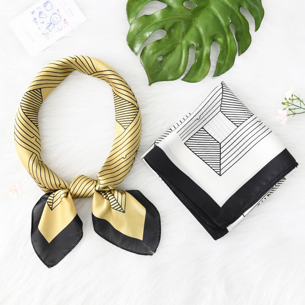 Geometric Scarf - Elegant Print Square for Women