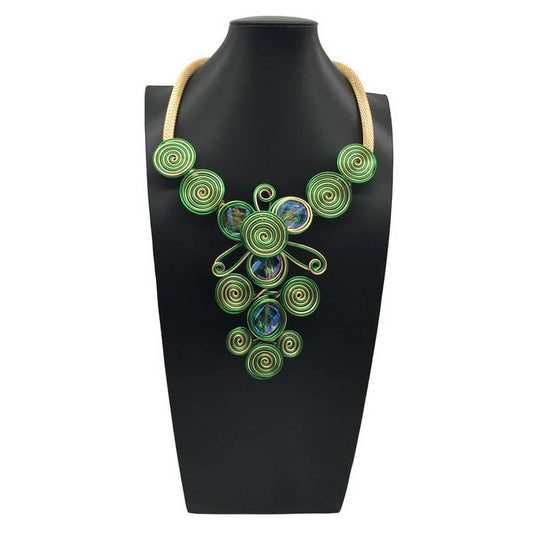 CRYSTAL ALUMINUM WIRE NECKLACE EARRING SET