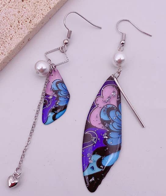 Fashionable imitation cicada wing earrings
