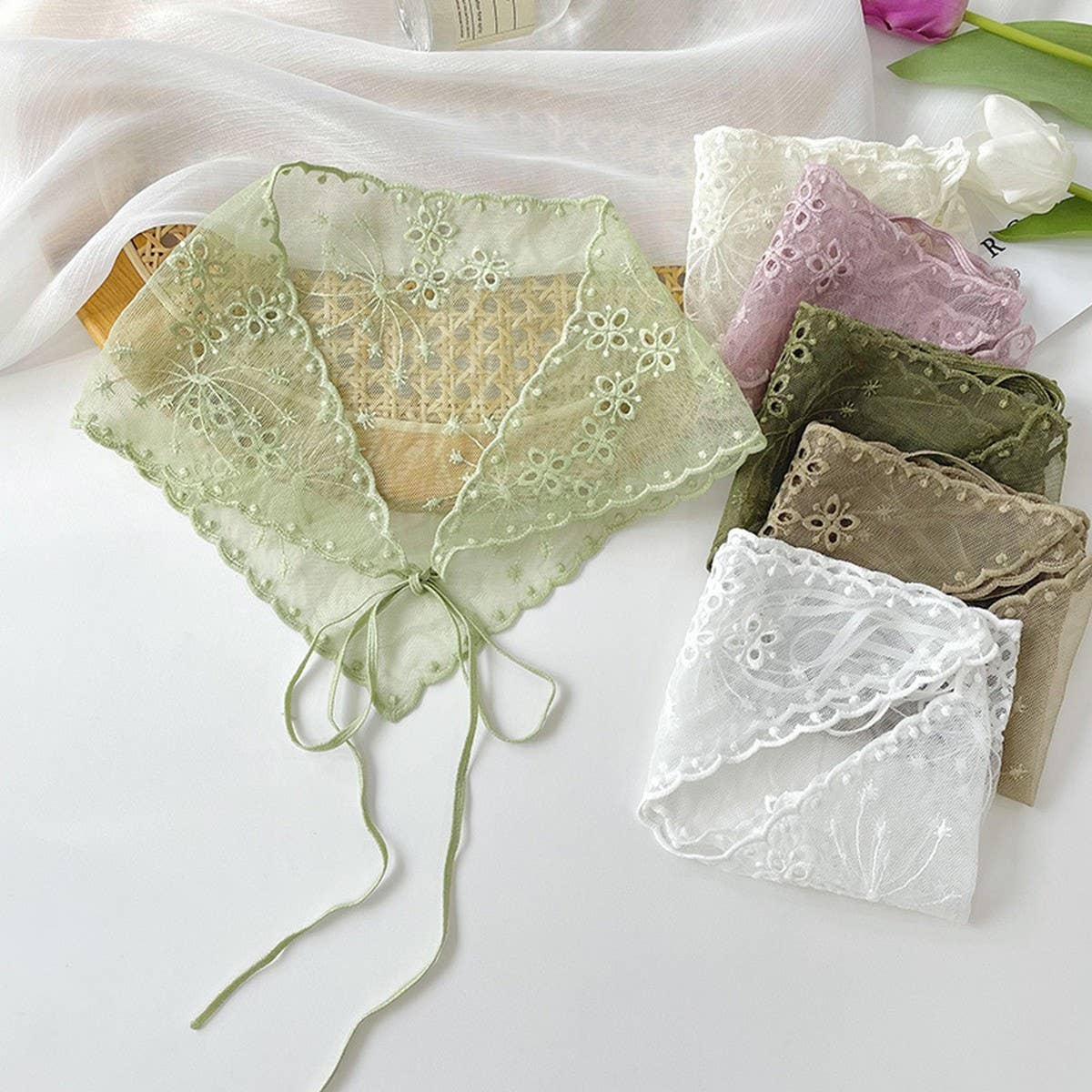 SIMPLE SOLID COLOR HOLLOW LACE SCARF_CWASC0747
