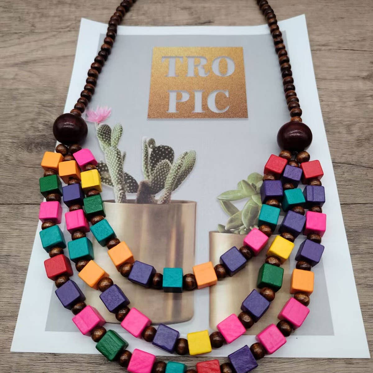 BOHEMIAN COLORFUL WOODEN BEADS NECKLACE_CWMM4849