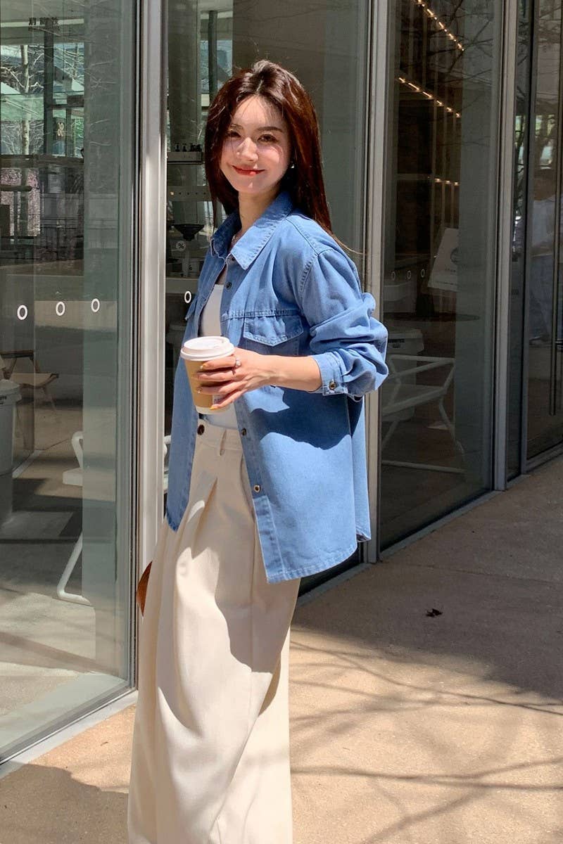 CWOBL00211_RETRO LONG-SLEEVED LAYERED LOOSE SHIRT