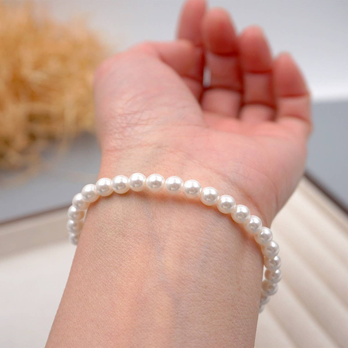 SIMPLE ROUND PEARL ELEGANT ELASTIC BRACELET_CWAJE1676