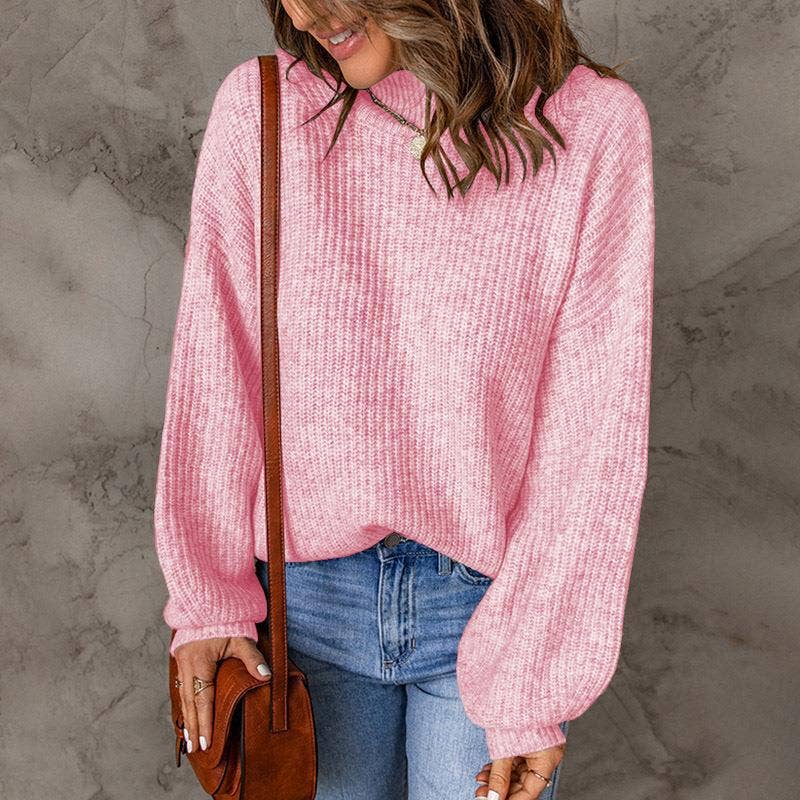 TURTLENECK SOLID COLOR PULLOVER SWEATER