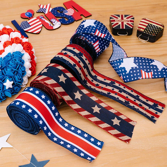 CWMM10223_USA FLAG RIBBON RED WHITE BLUE  PARTY DECOR