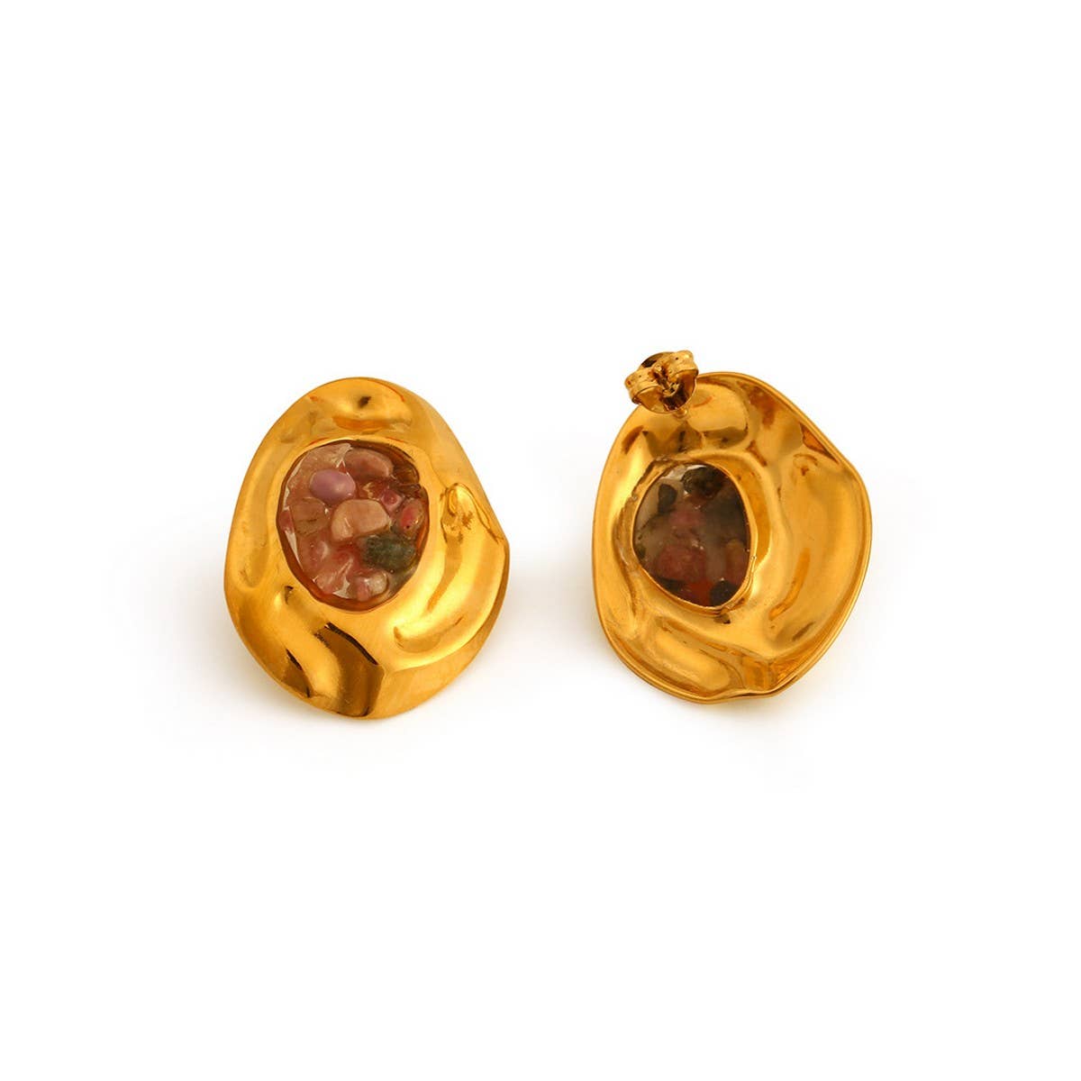 Natural Stone Stainless Steel Irregular Earrings