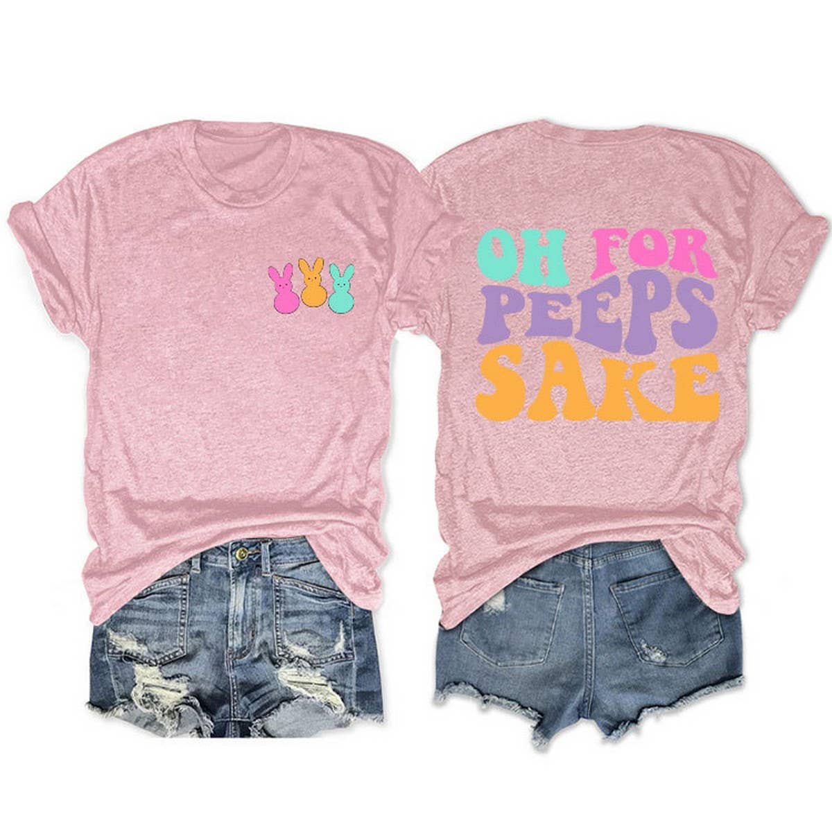 EASTER ALPHABET PRINT ROUND NECK SHORT SLEEVE TEES_CWTTS0809