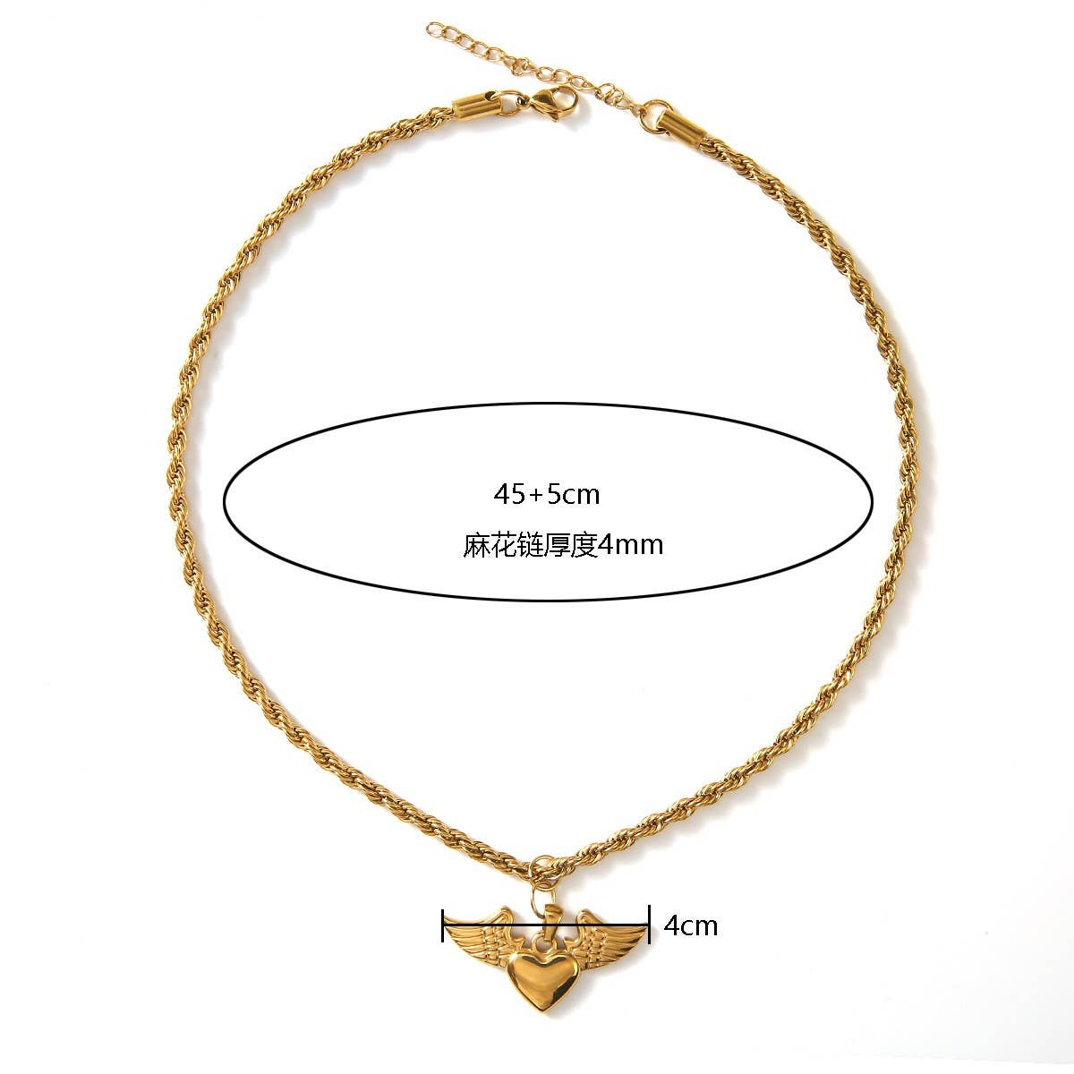 Bold Cuban Chain Necklace with Angel Wings_CWMM8865