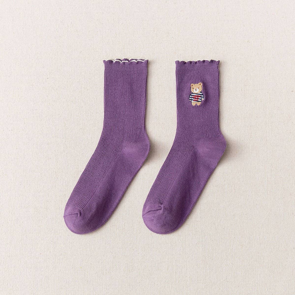 BREATHABLE AND SWEAT-ABSORBENT CARTOON BEAR SOCKS_CWMS1396