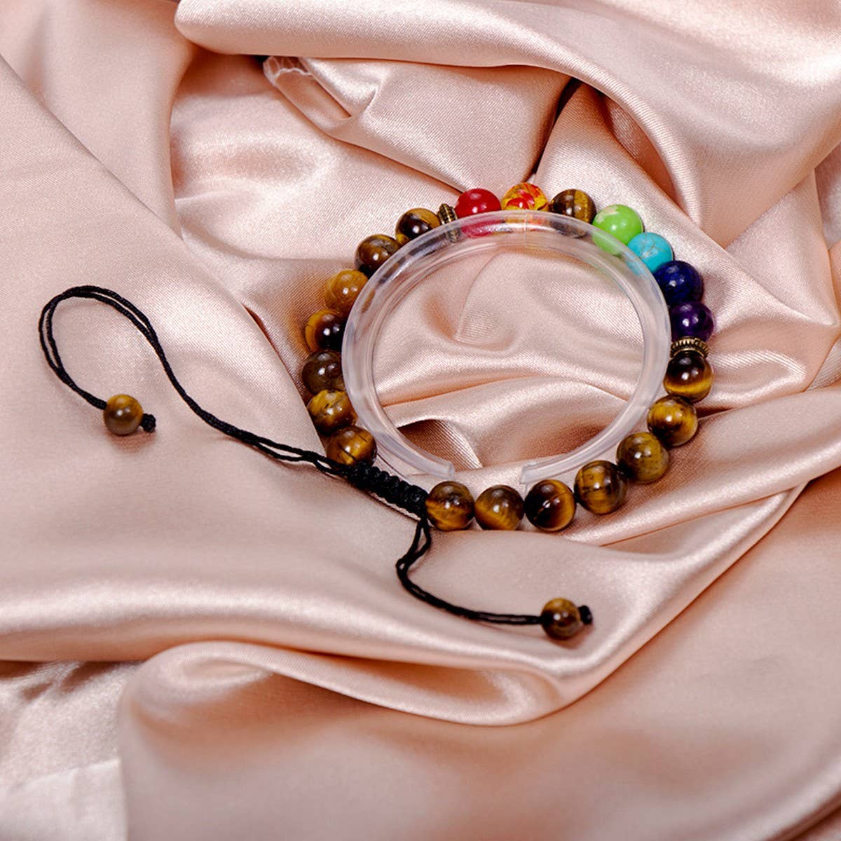 TIGER EYE COLORFUL FROSTED STONE BRACELET