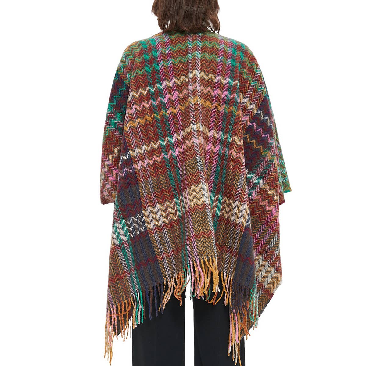 WOMEN FRINGE KNITTED PONCHO CARDIGAN CAPE SHAWL