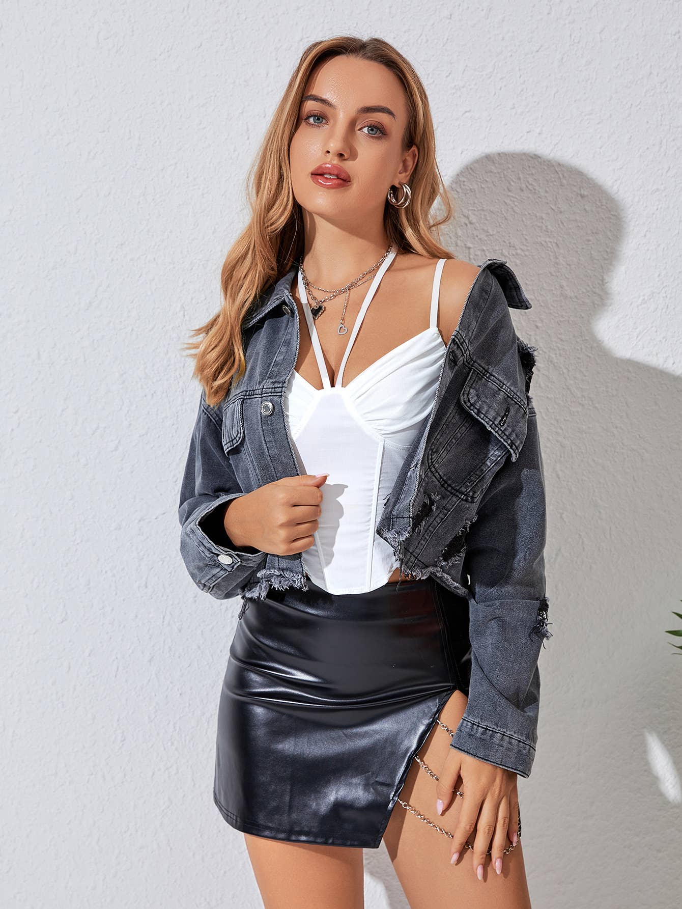 Ripped Denim Washed Casual Short Jacket