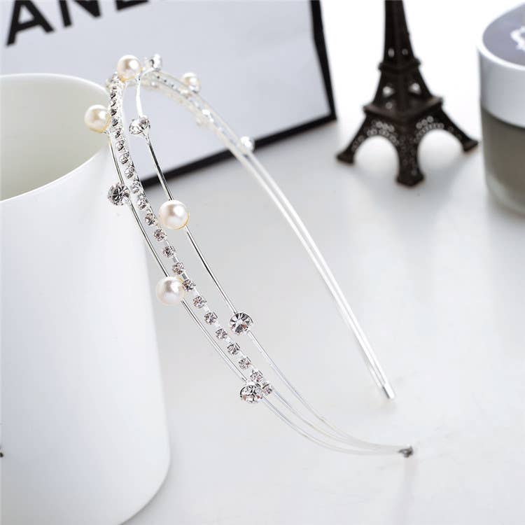 RHINESTONE SET WITH SWEET PEARL HEADBAND