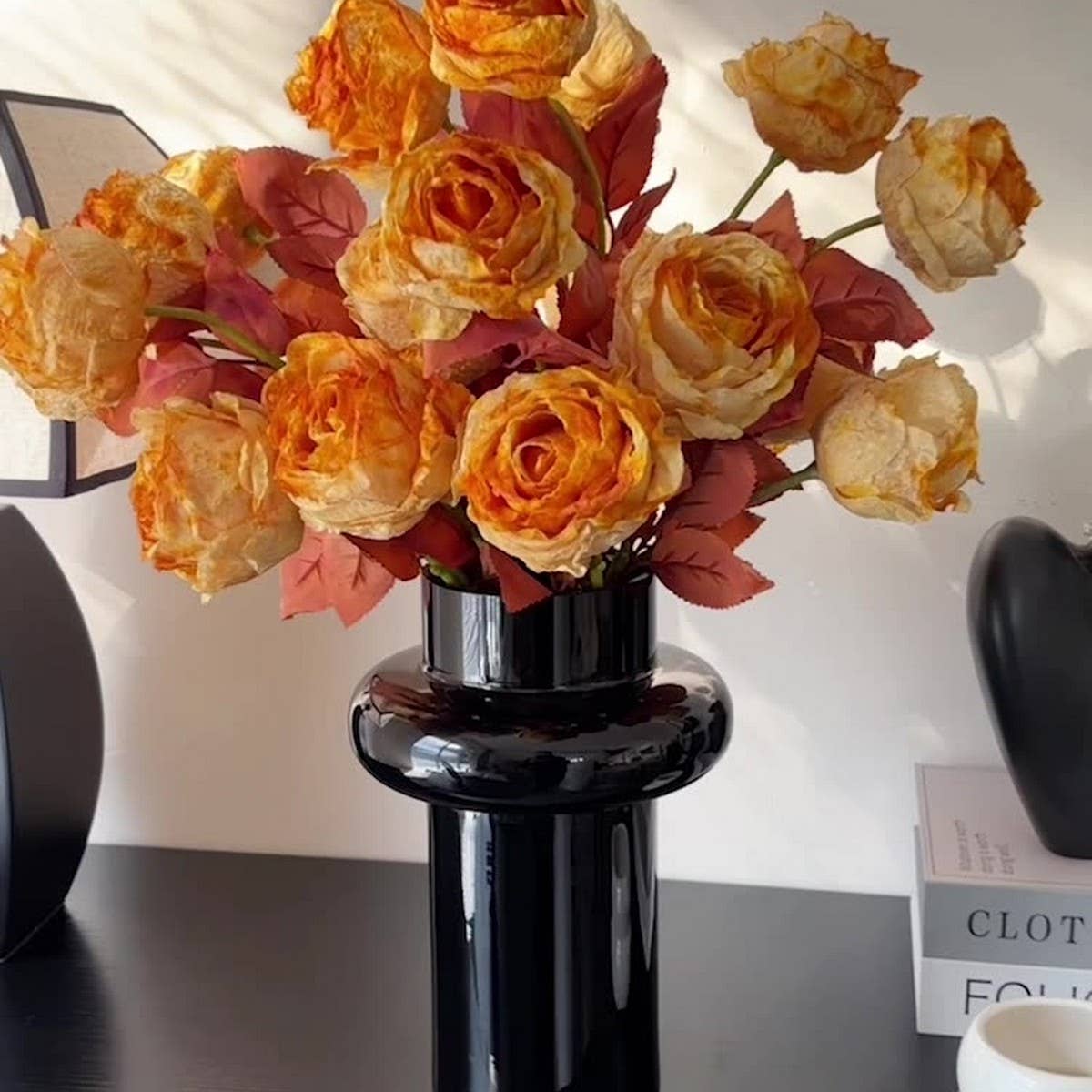 Vintage Ink-Styled Rose Bouquet with Dry Leaves