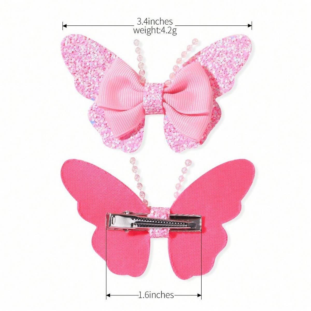 Glitter Bow Hair Clips Set for Baby Girls