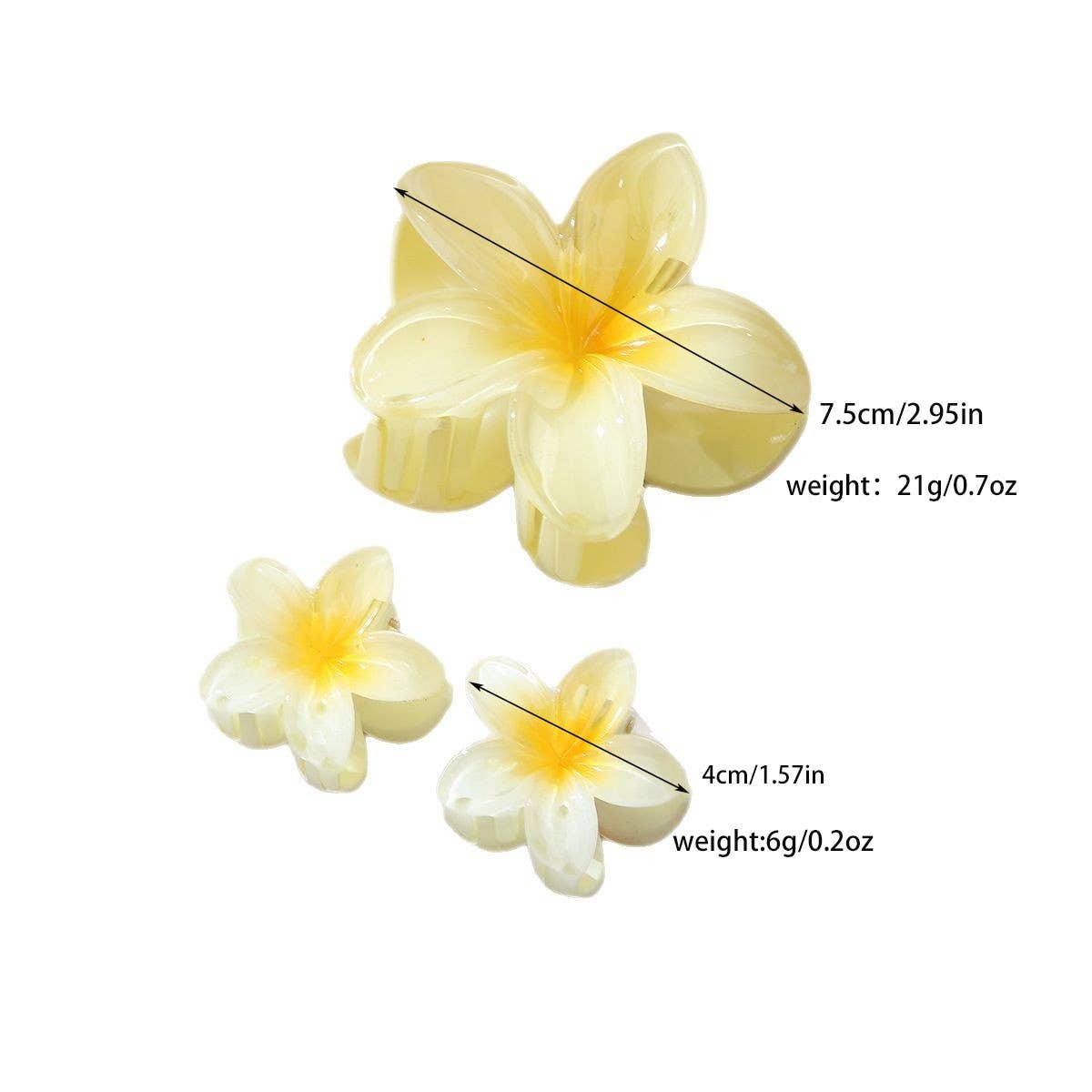 CWAHA07410_PLUMERIA FLOWER HAIR CLAW CLIP SET OF 3