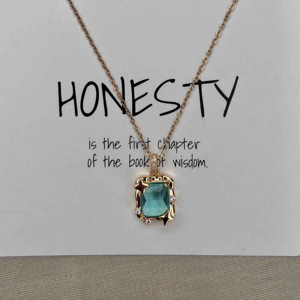 BLUE ZIRCON SQUARE STAR NECKLACE_CWAJE1254