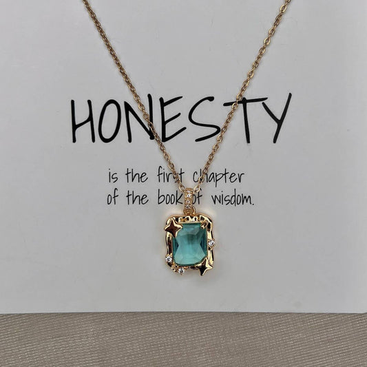 BLUE ZIRCON SQUARE STAR NECKLACE_CWAJE1254