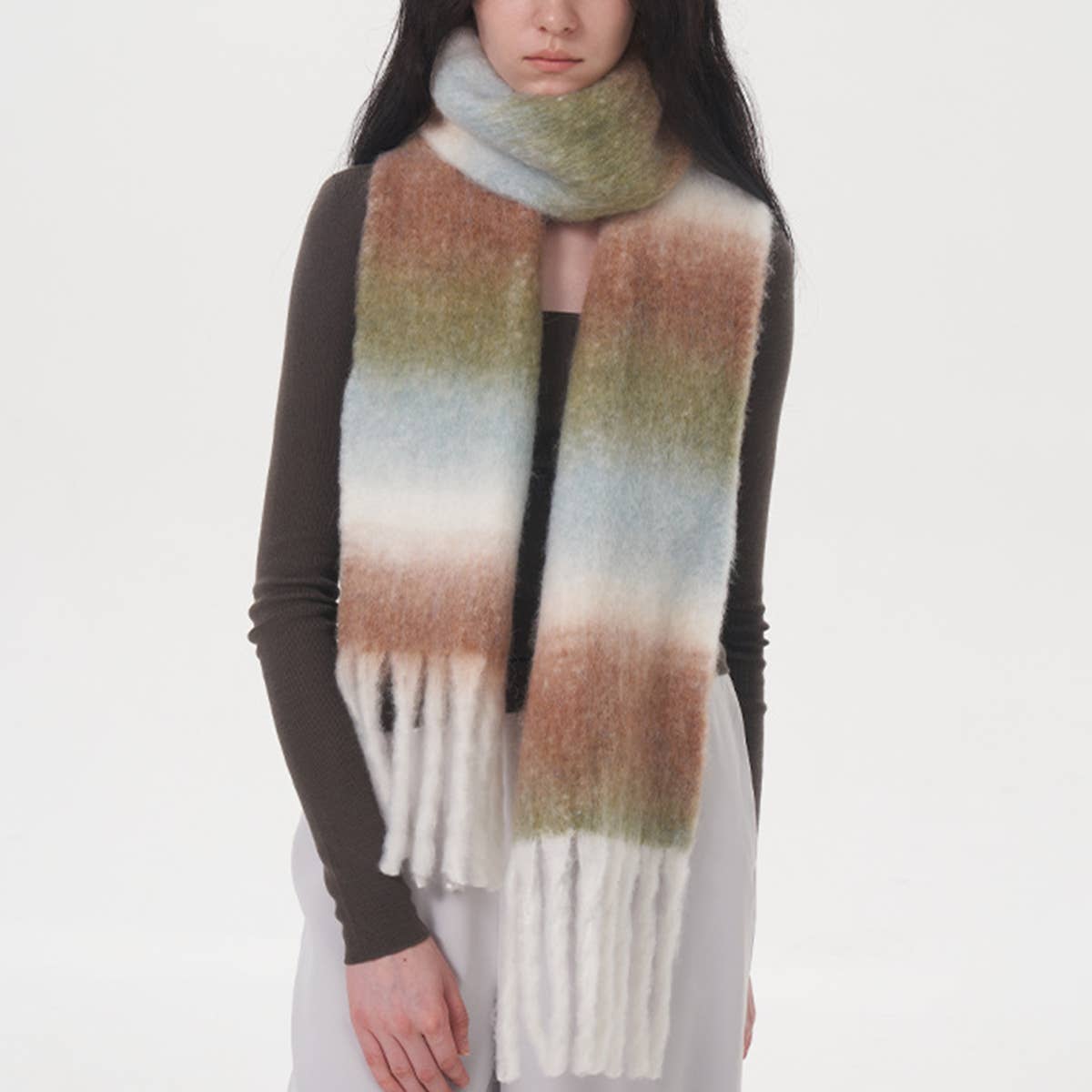 Gradient Wool Scarf for Women-Luxury Winter Warmth