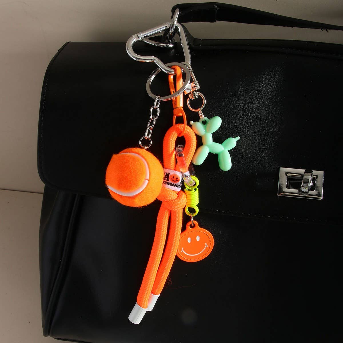 Colorful Tennis Smiley Balloon Dog Keychain