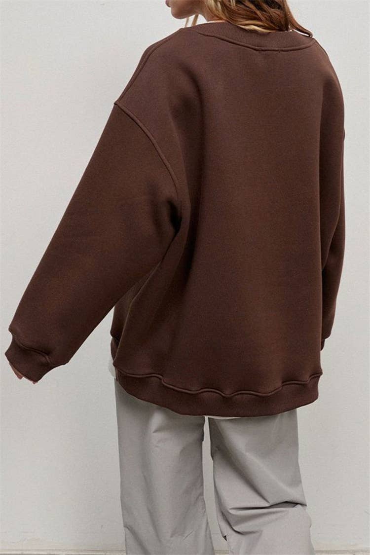 SOLID COLOR CREW NECK LOOSE FASHION HOODIE