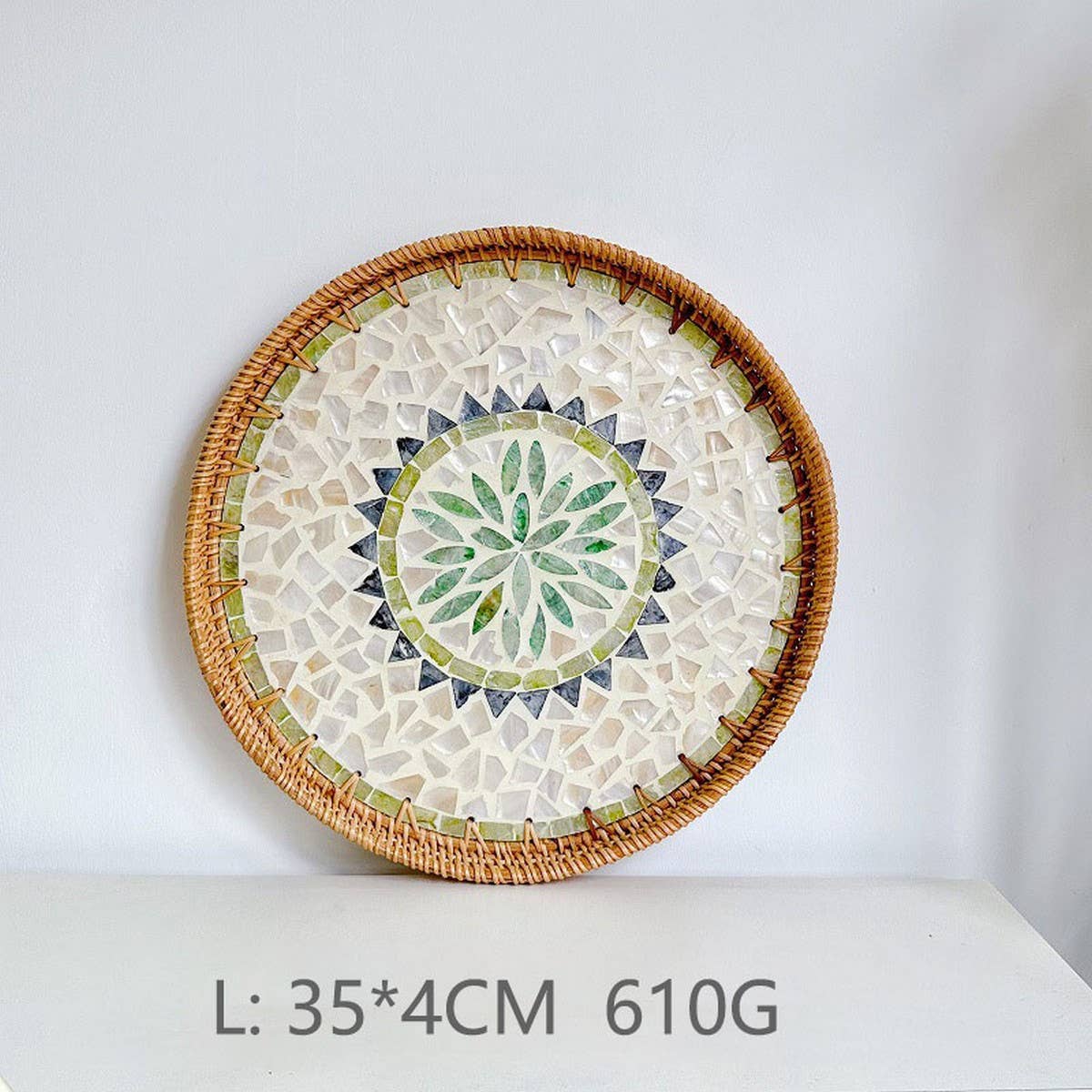 RATTAN FRUIT PLATE TEA ROOM SHELLBASKET ROUND PLATE_CWMM4495