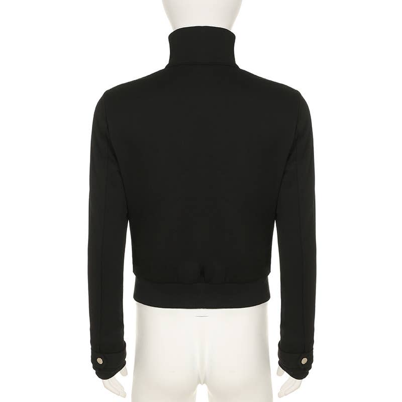 STAND-UP COLLAR DOUBLE-HEAD ZIP-UP CARDIGAN