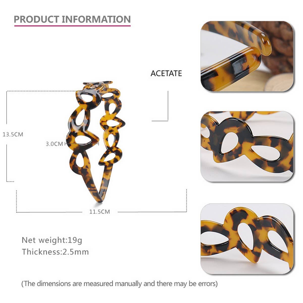 TORTOISESHELL SIMPLE ACETATE HEADBAND HAIRPIN