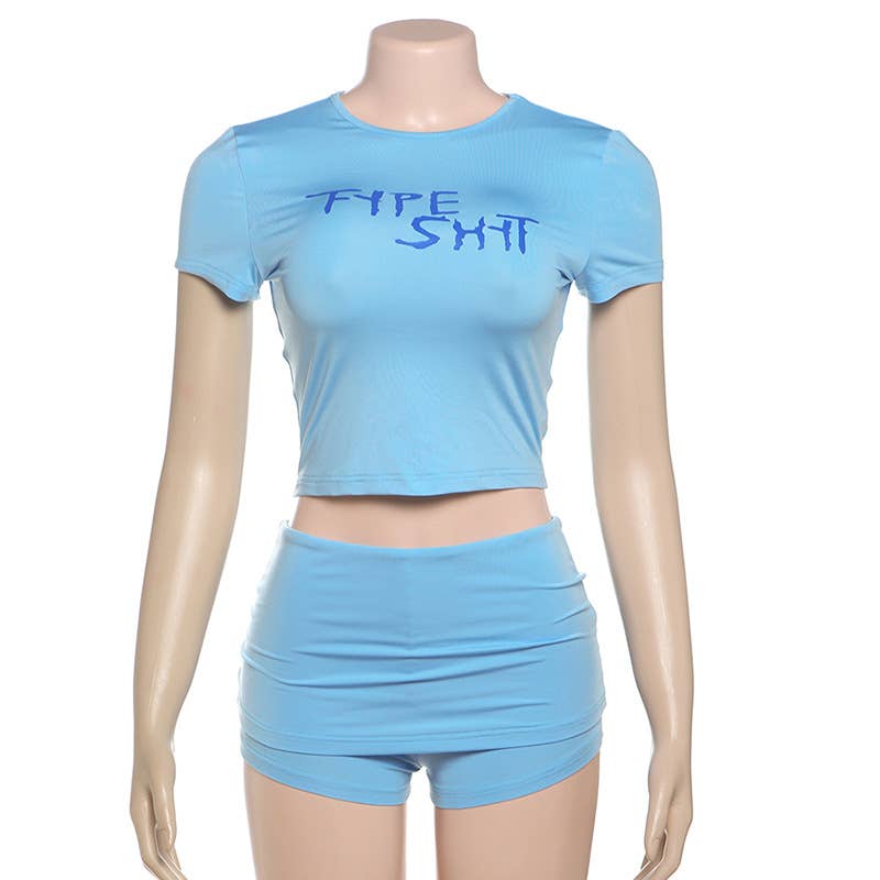 Sexy Crop Top and Bodycon Shorts Set