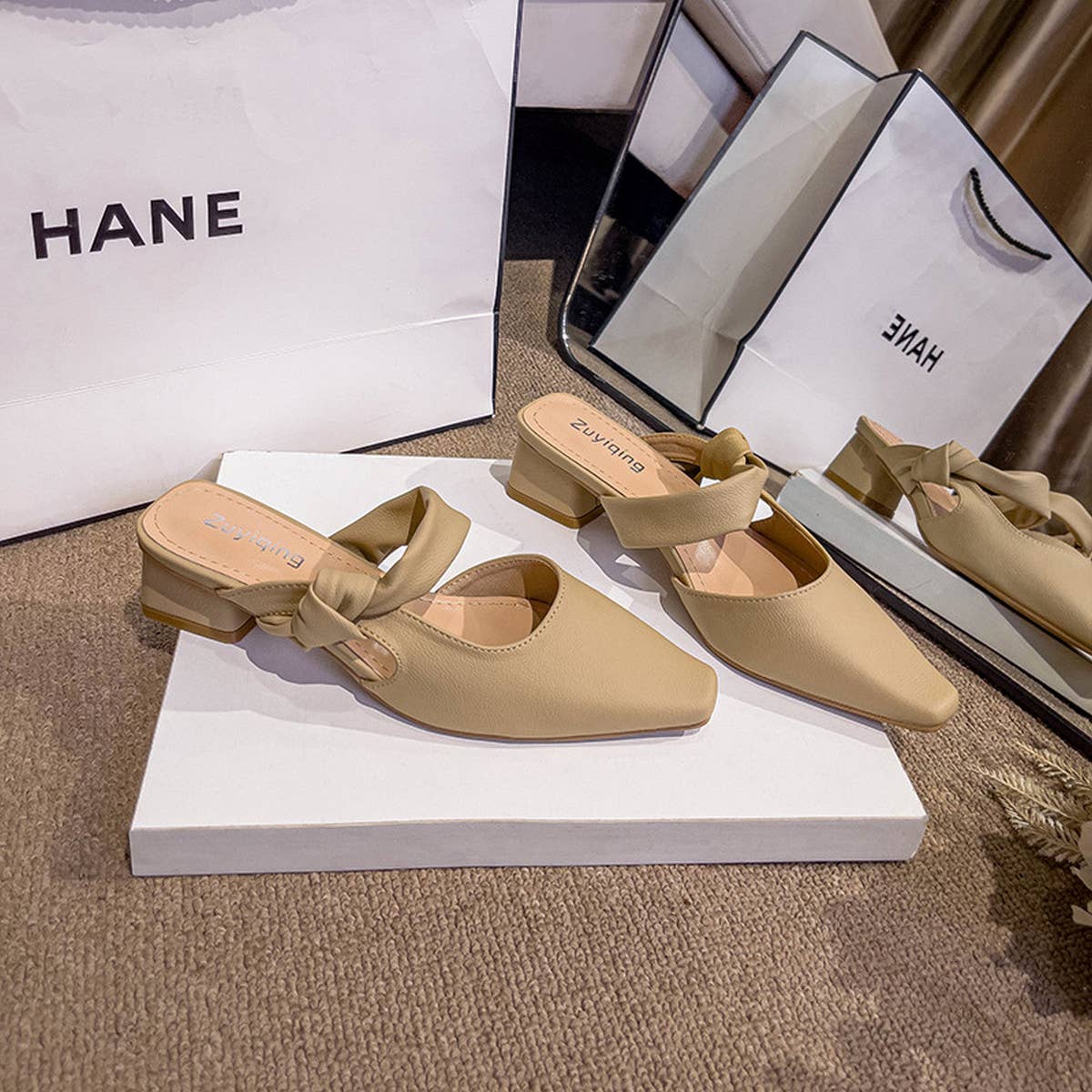 SIMPLE SQUARE TOE SQUARE TOE MULES WITH THICK HEEL_CWSHS0711