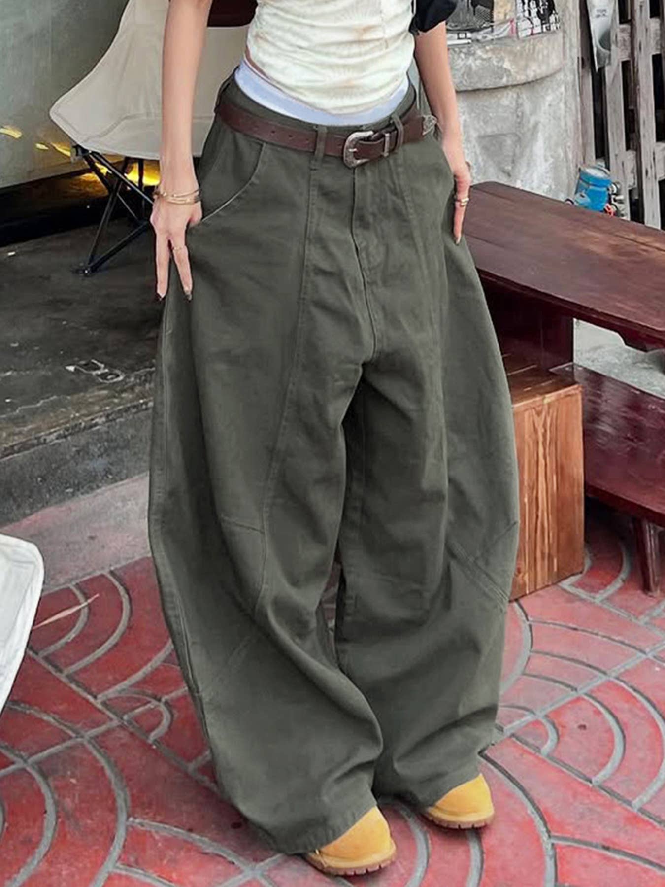 West Coast split loose wide-leg jeans