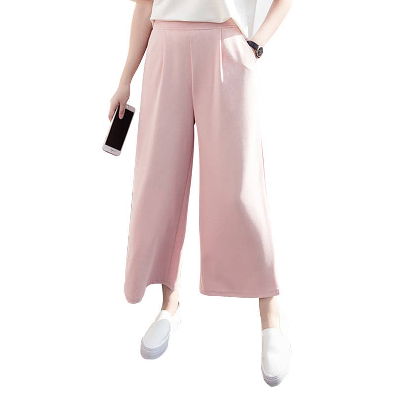 MID-RISE PANTS CROPPED CASUAL STRAIGHT LEG PANTS
