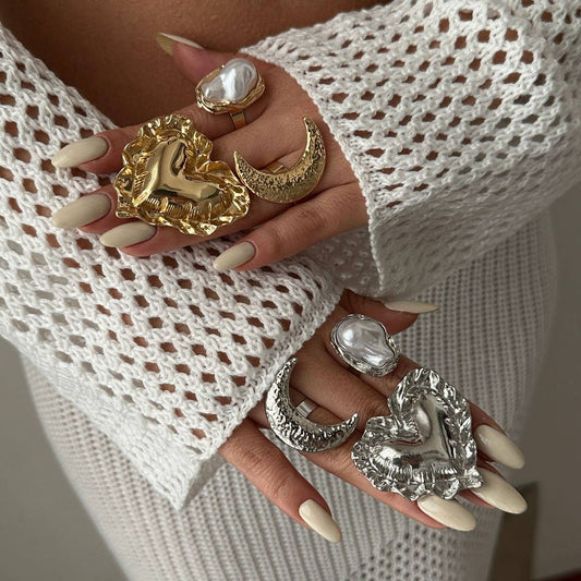 NEW WRINKLED THREE-DIMENSIONAL LOVE ALLOY RING_CWMM3241