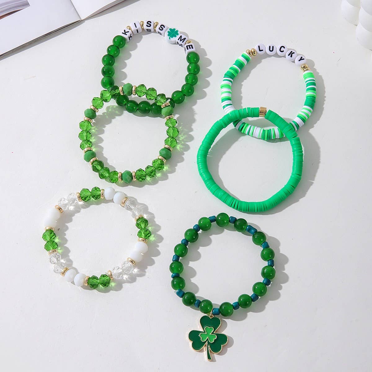 ST. PATRICK'S DAY BRACELET SET SHAMROCK PENDANT_CWMM3497