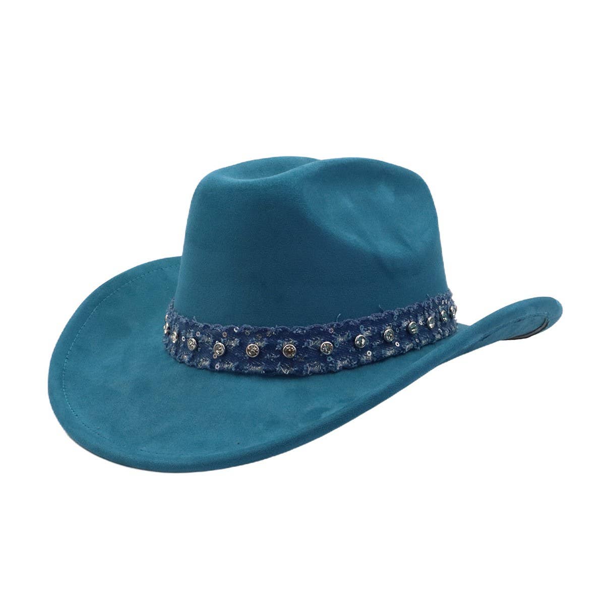 Suede Western Cowboy Fedora Hat Ethnic Style_CWAH04501