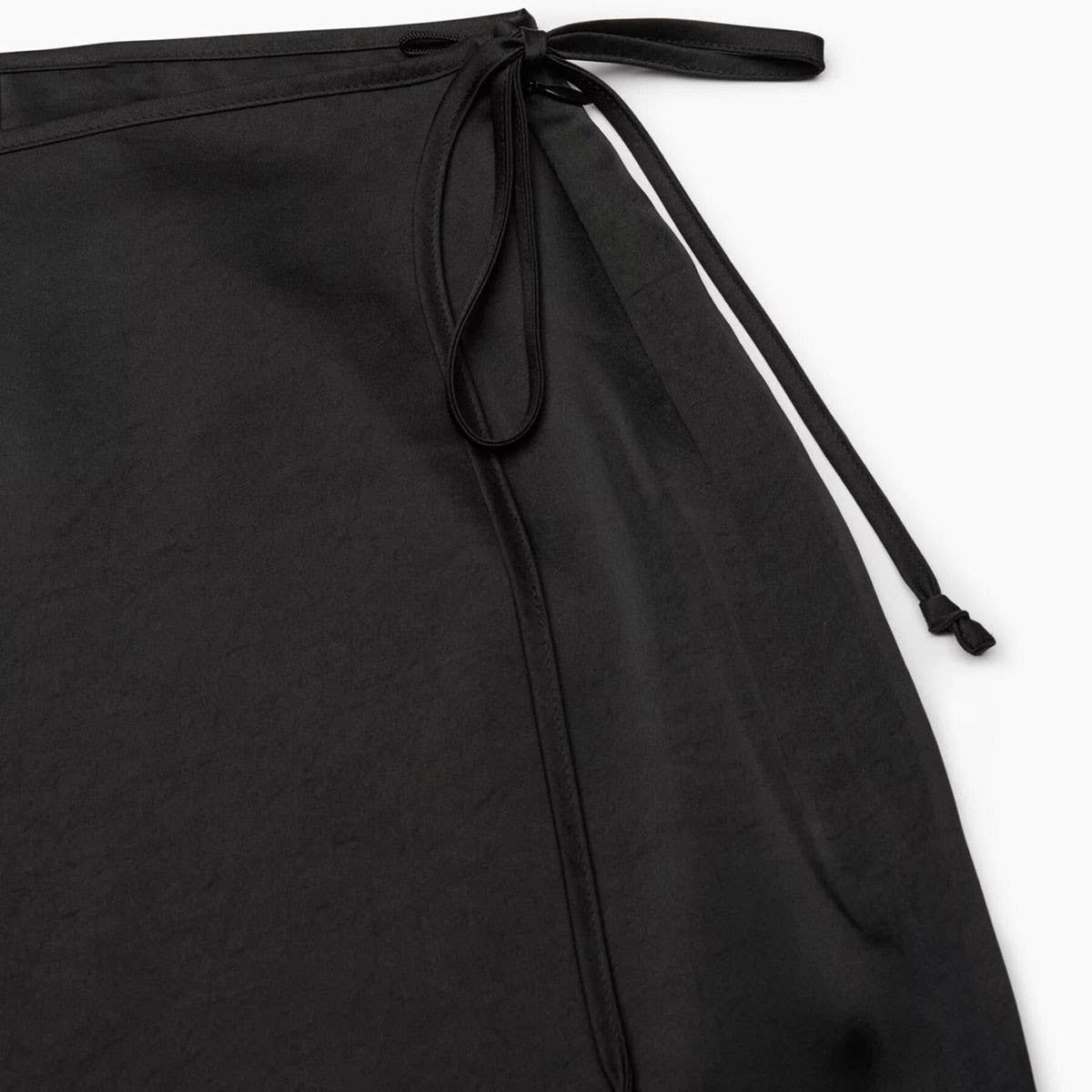 LACE-UP SATIN SKIRT HIGH WAIST SLIT STRAIGHT SKIRT_CWBSS0416