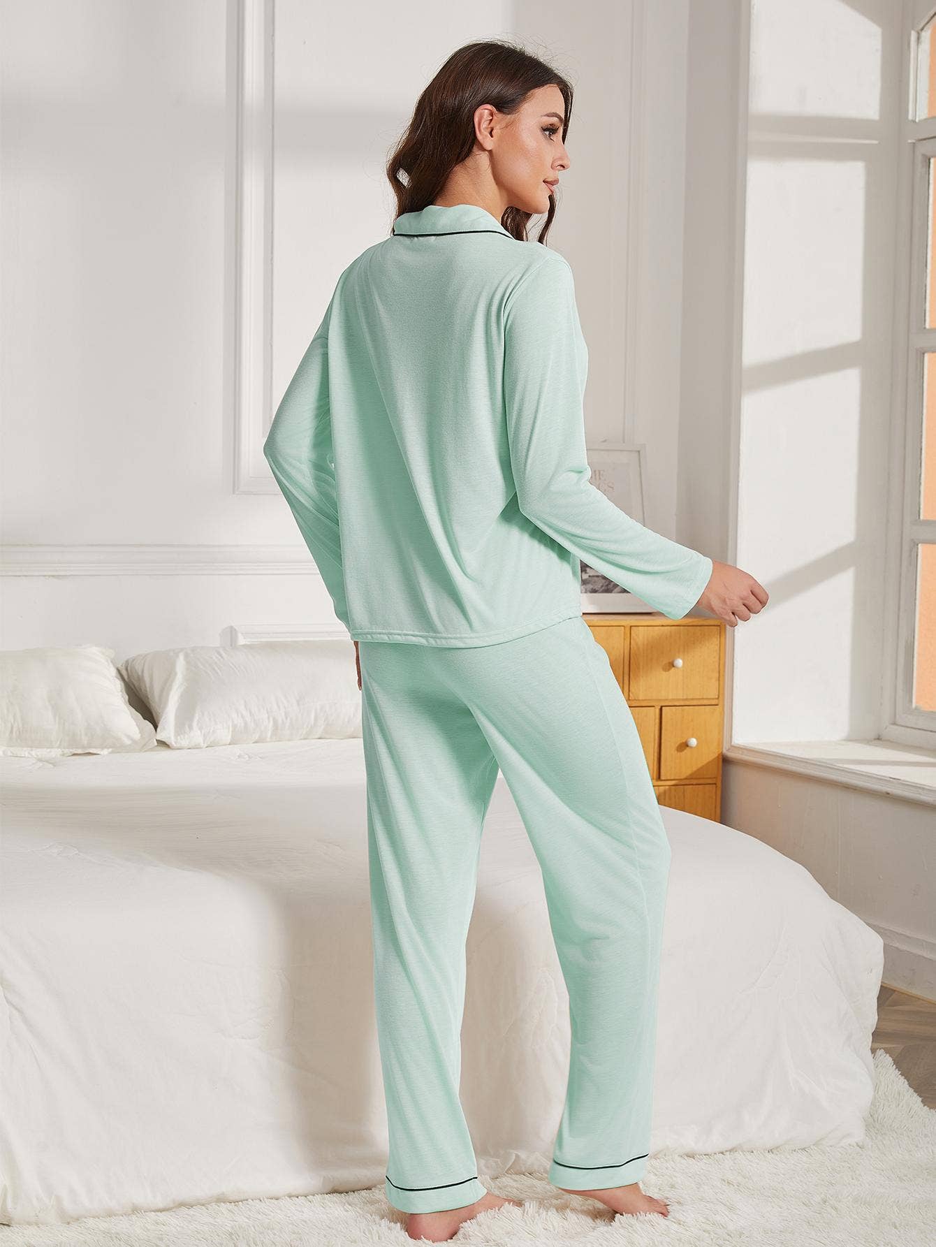 WOMEN PAJAMA SET LONG SLEEVE TOP AND PANTS