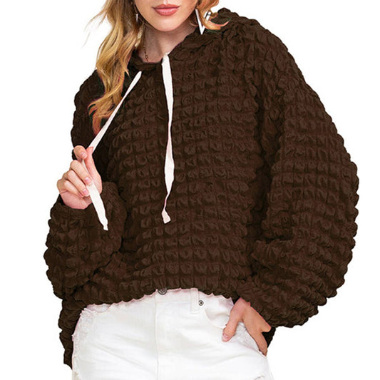 SOLID COLOR CASUAL HOODED LONG-SLEEVED HOODIE