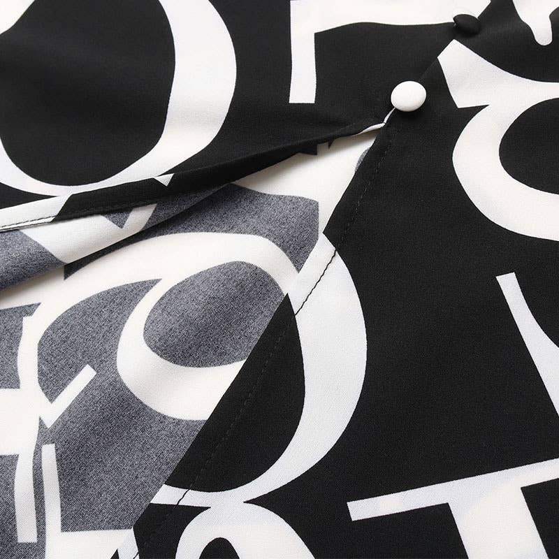 LONG SLEEVE GEOMETRIC PRINT SINGLE-BREASTED DRESS