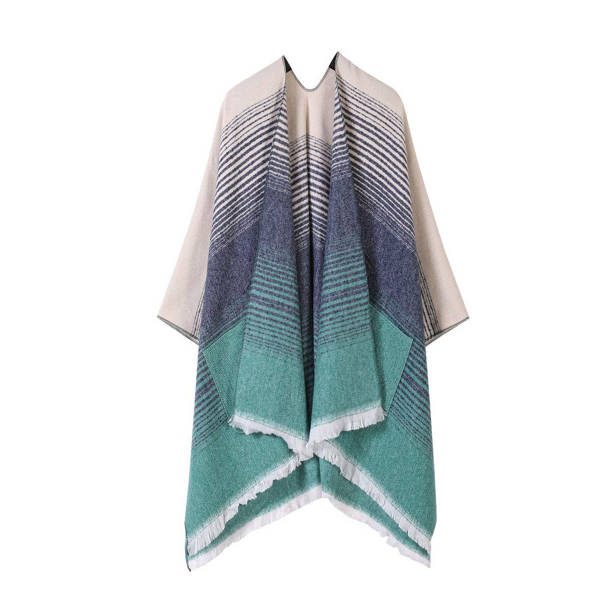 FASHIONABLE SHAWL IMITATION CASHMERE SLIT CAPE