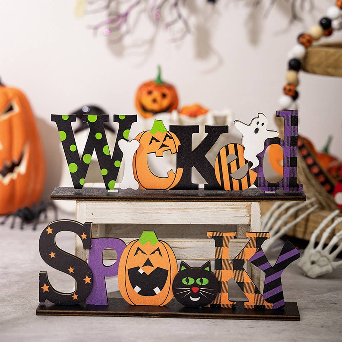 CWMM10265_HALLOWEEN WOODEN LETTER TABLETOP DECORATION